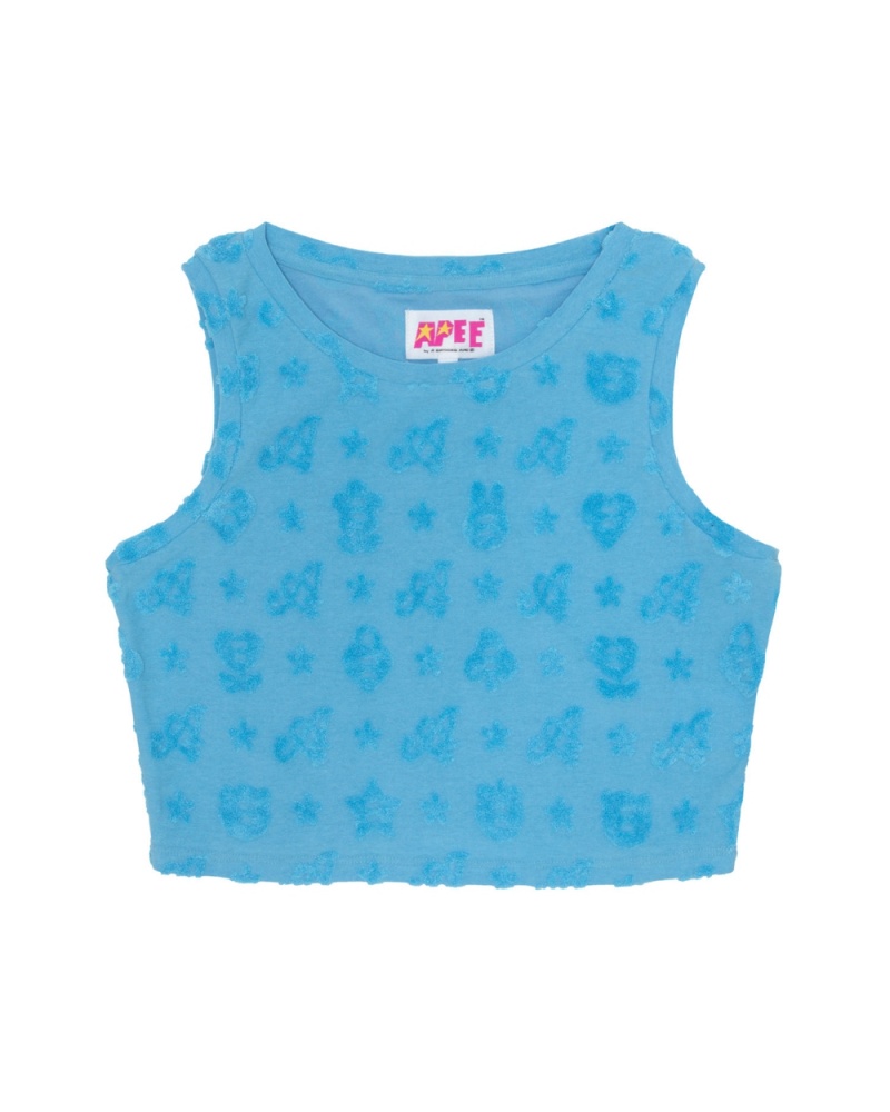 Gilet Bape Cropped pattern Bleu Clair Femme | IQM-98681461